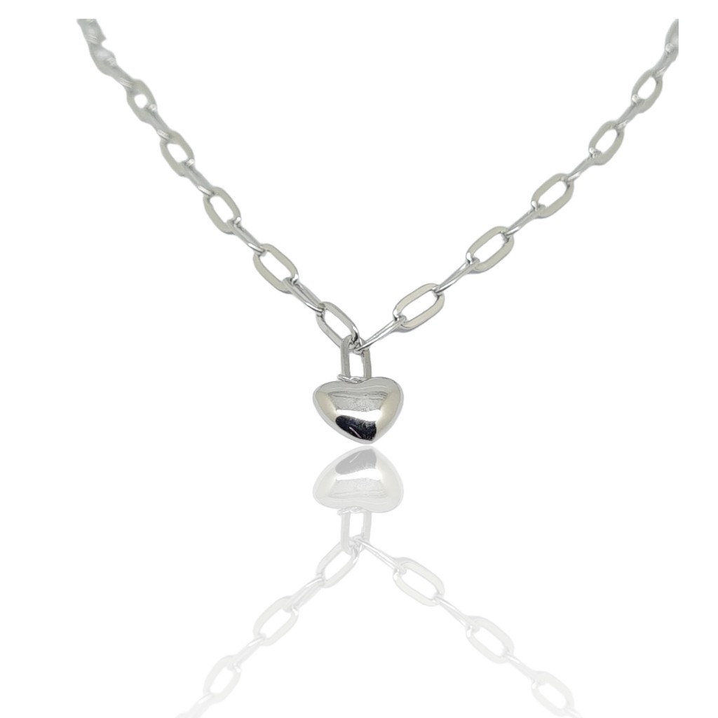 Platinum plated silver 925° heart necklace  (code NOB107214)